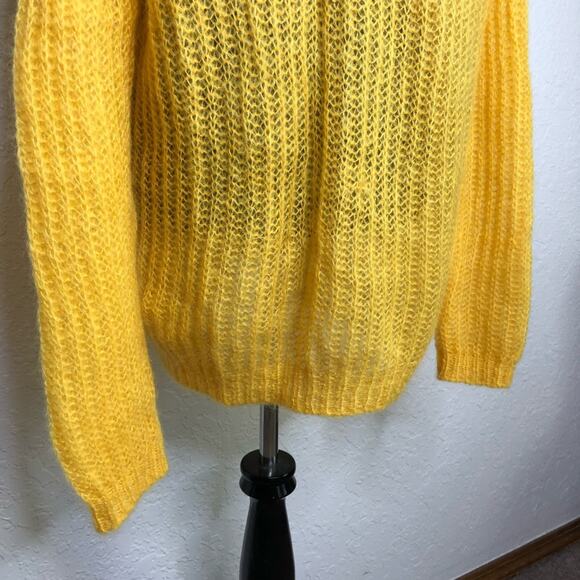 Miu Miu gold yellow mohair blend button front collared cardigan - Picture 9 of 13